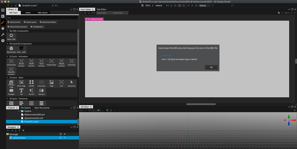 "Drag MyOwnCluster to Form Editor"
