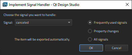 "Implement Signal Handler dialog"
