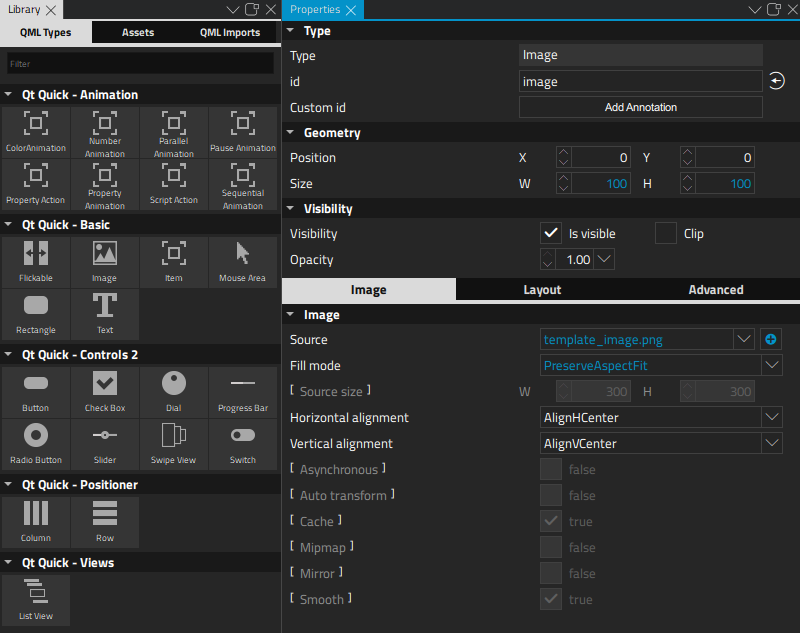 "QML types and Image type properties supported for MCUs"