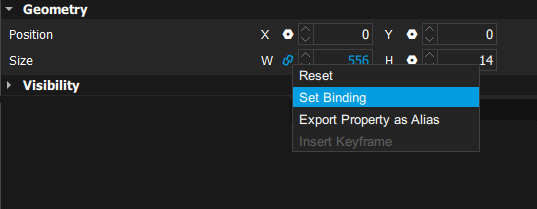 "Type properties context menu"