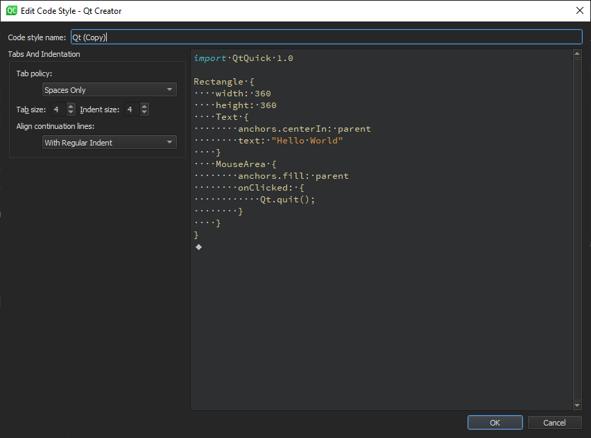 "Edit Code Style Settings dialog"