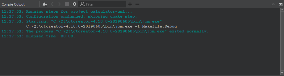 "Compile Output pane"