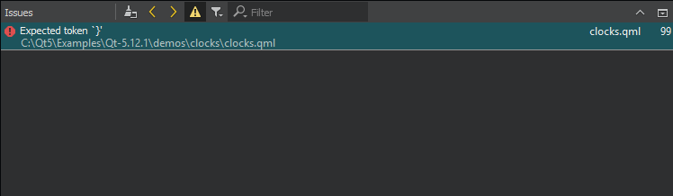 "Issues output pane"