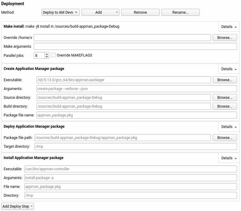 "Deploy to \qtam Devices"
