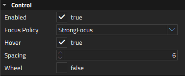 "Control section in Properties"