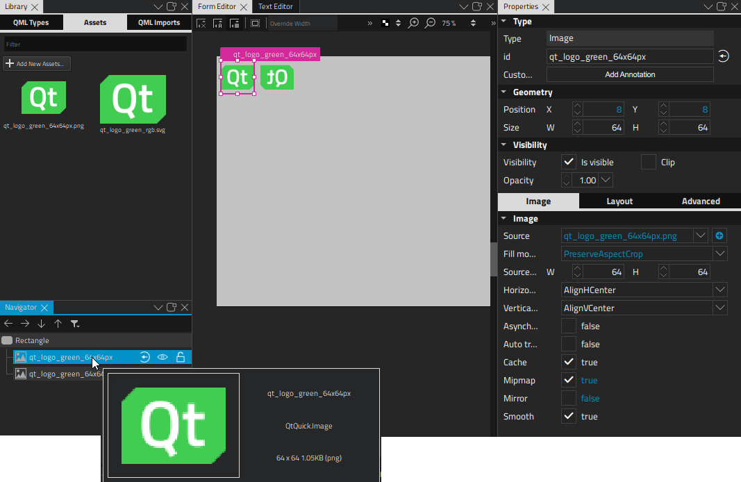 "Image type in different views"