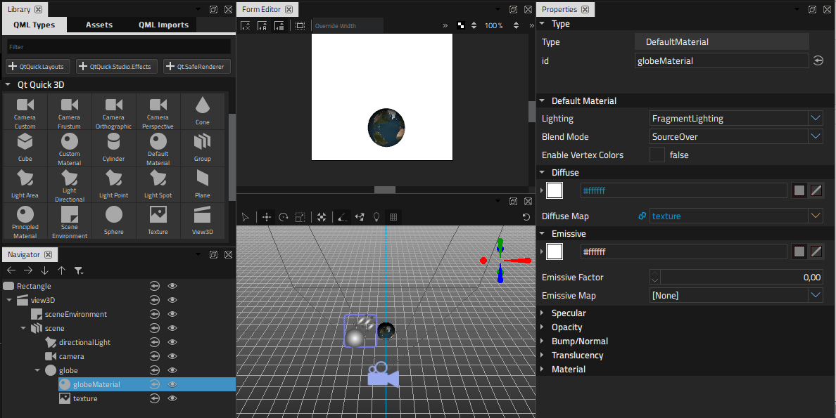 "Material attached to model in Design mode"