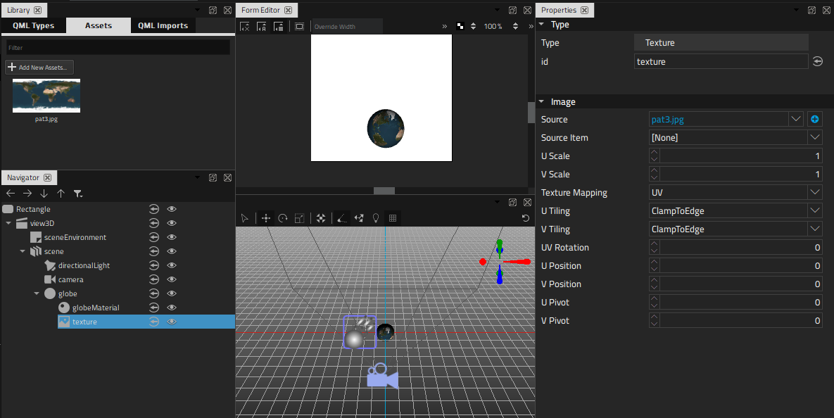 "Texture attached to a material in Design mode"